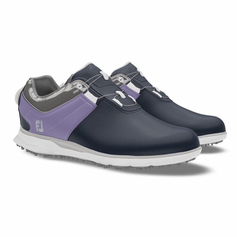 Damen FootJoy Schuhe Ohne Spikes | Myjoys Pro|Sl Damen Navy / Lavender / Silver Patent