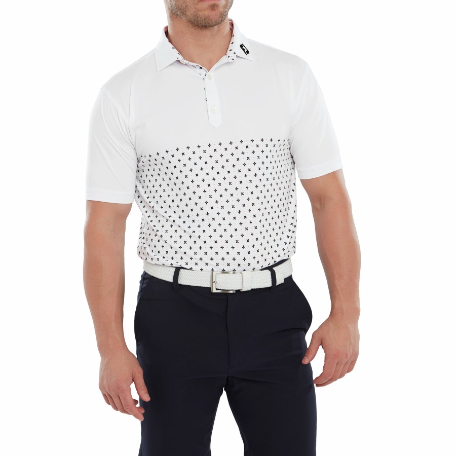 Herren FootJoy Shirts | Foulard Lisle Weis / Schwarz / Orchidee