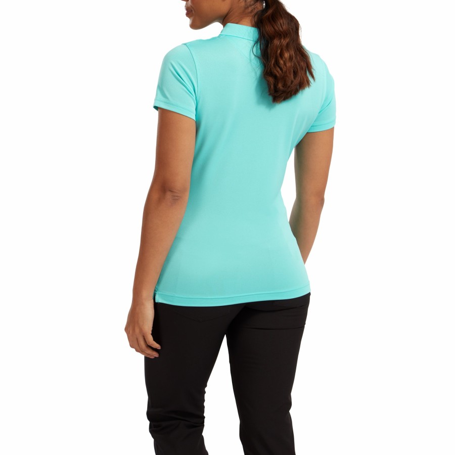 Damen FootJoy | Stretch Pikee, Uni Damen Aquamarin