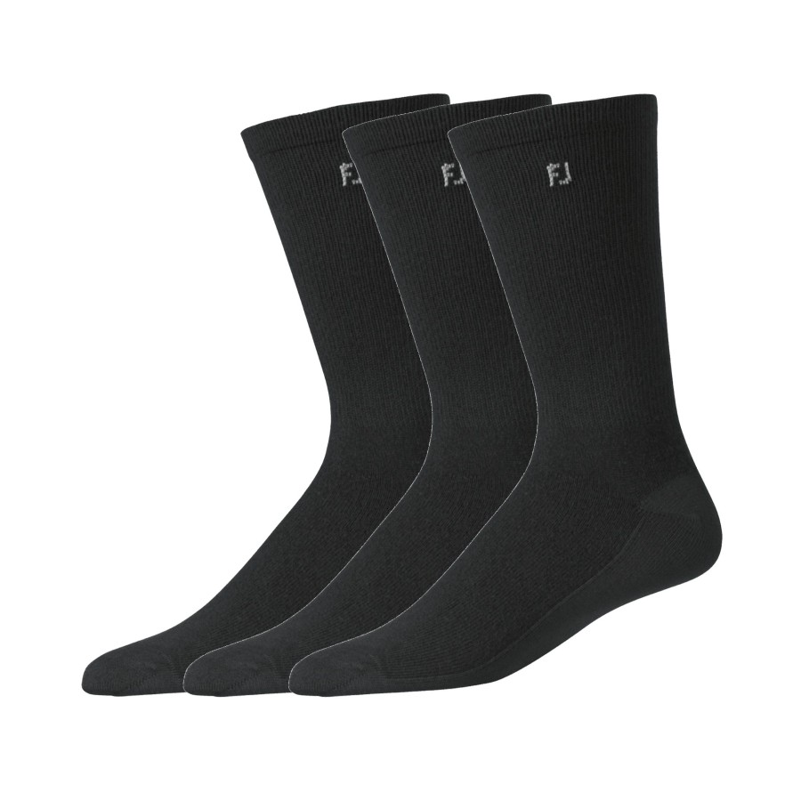 Herren FootJoy Socken | Comfortsof Crew 3 Pair Pack Schwarz