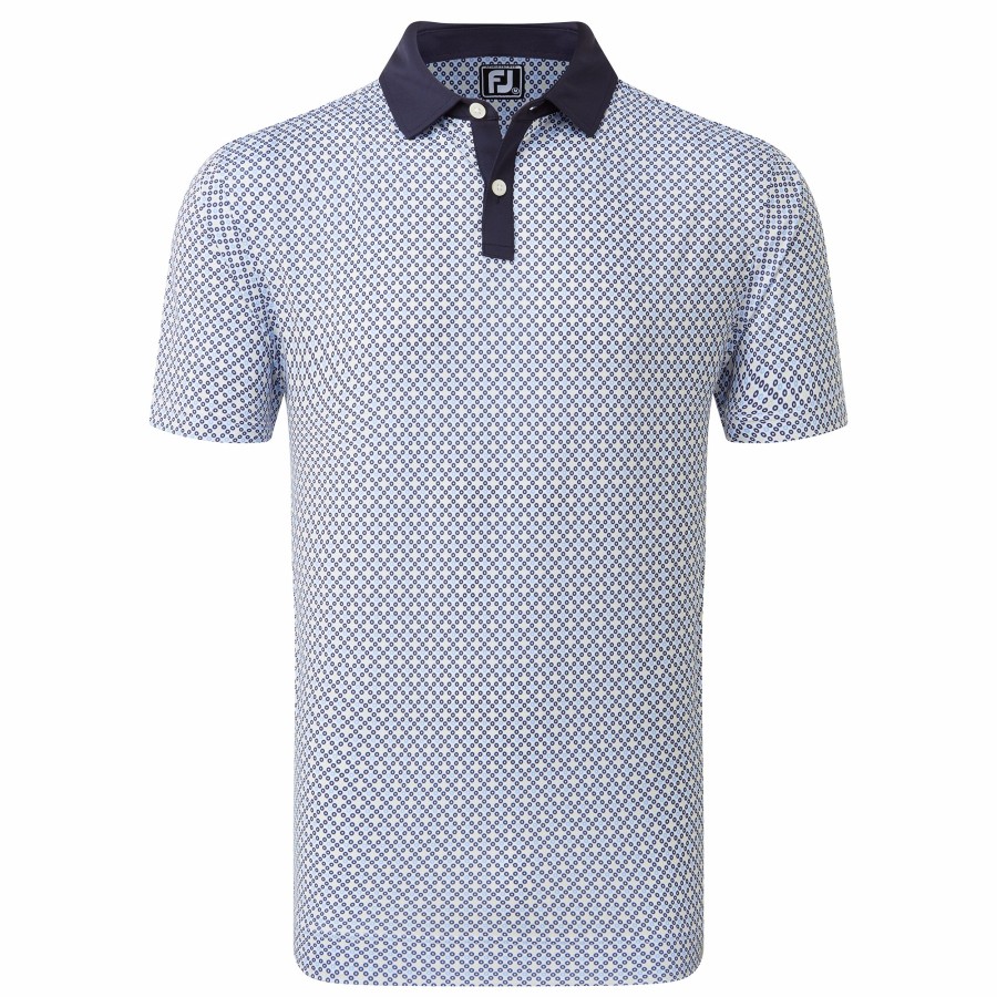 Herren FootJoy Shirts | Kreis Print Lisle Navy / Blau / Mandel / Weis