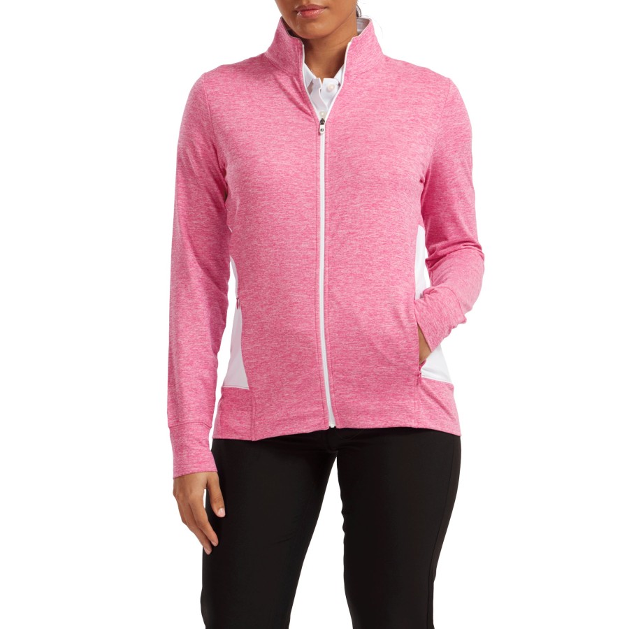 Damen FootJoy | Elastische Damenjacke, Meliert Rosa / Weis