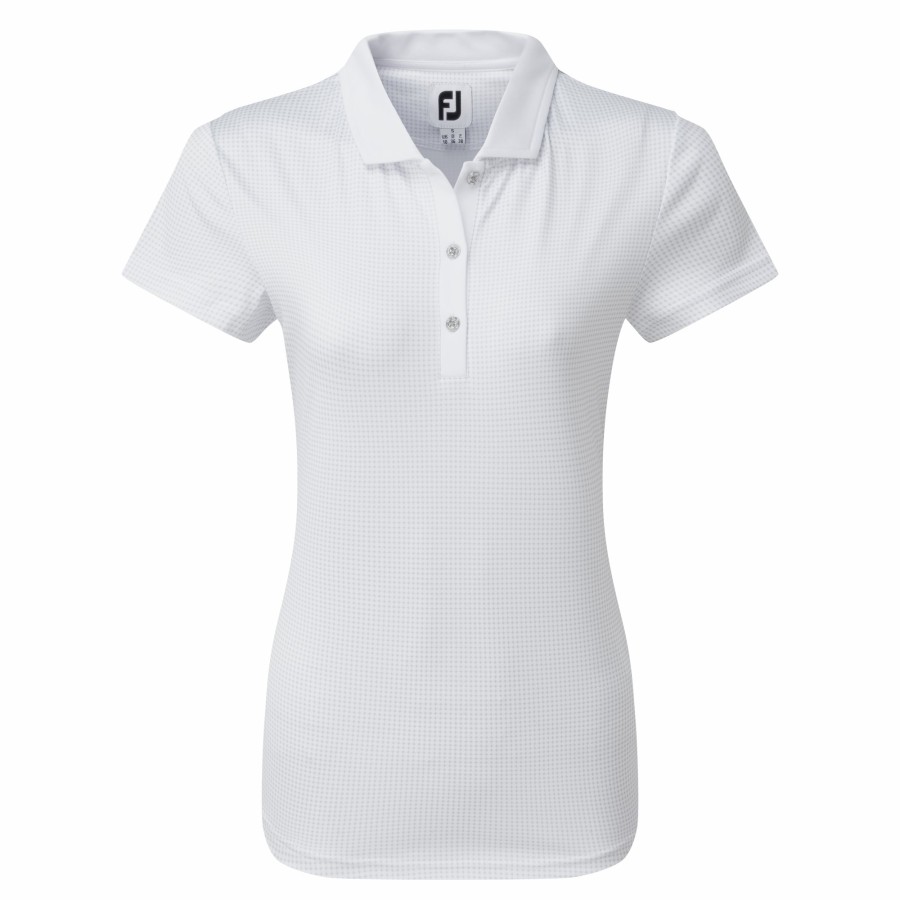 Damen FootJoy | Armelloses Damenjersey Mit Kontrastkragen Weis