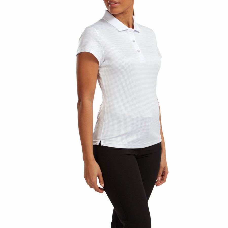 Damen FootJoy | Armelloses Damenjersey Mit Kontrastkragen Weis