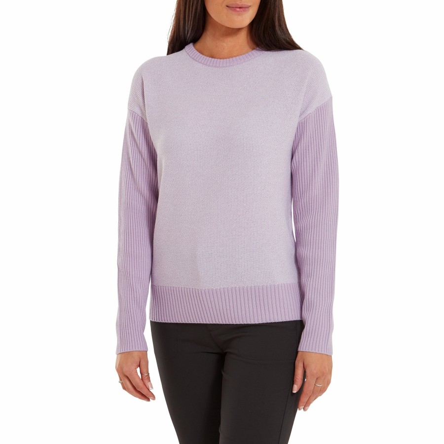 Damen FootJoy | Rundhalds Pullover Lila Wolke