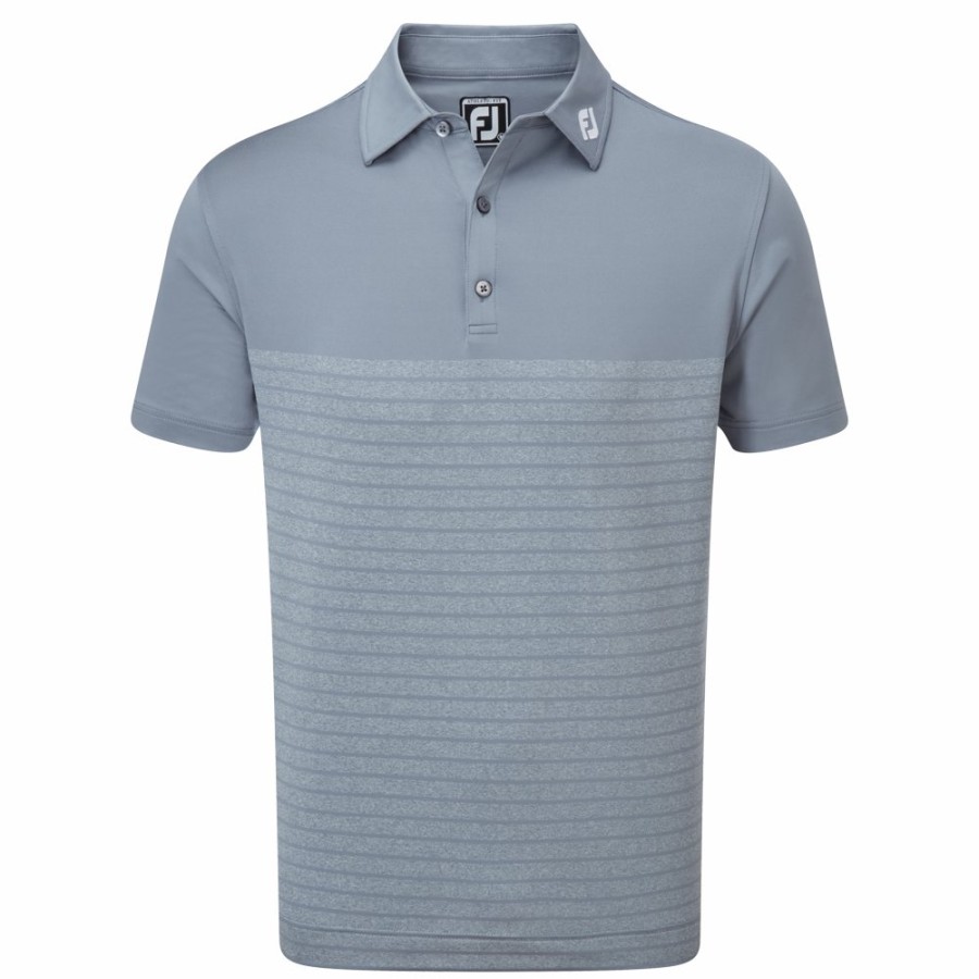 Herren FootJoy | Jersey Mit Melierten Streifen Grau