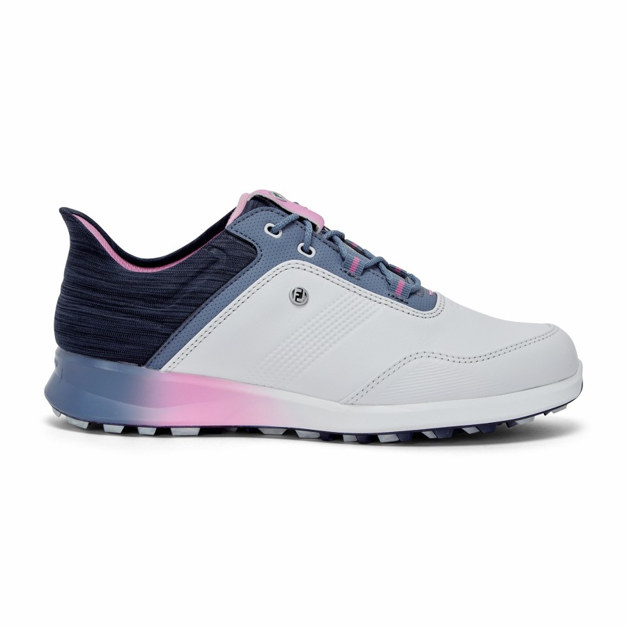 Damen FootJoy Schuhe Ohne Spikes | Stratos Damen Weis / Navy / Pink