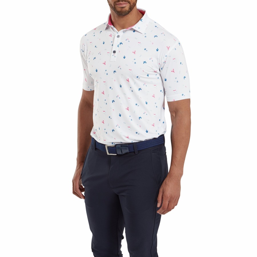 Herren FootJoy Shirts | Clam Bake Lisle Weis