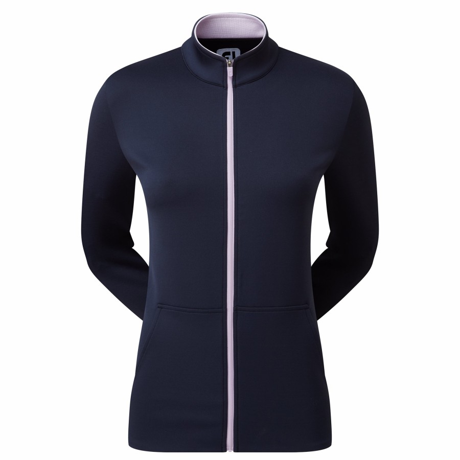 Damen FootJoy Base/Midlayer | Reisverschluss Colour Block Midlayer Navy / Lila Wolke