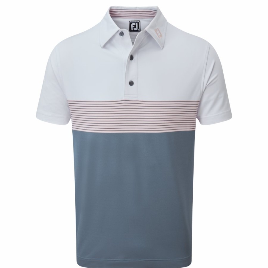 Herren FootJoy | Colourblock-Pikee Weis / Grau / Pink