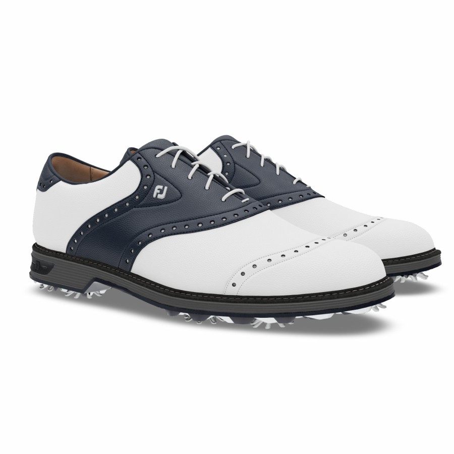 Herren FootJoy Schuhe Mit Spikes | Myjoys Premiere Series - Wilcox White / Navy Pebble / White