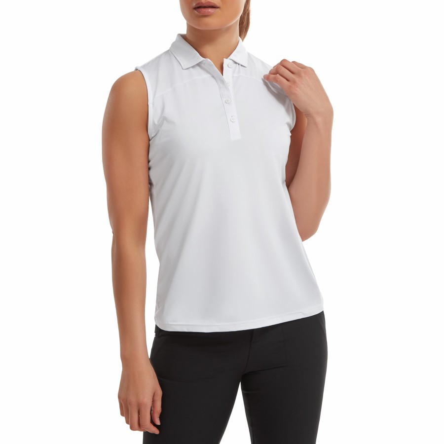 Damen FootJoy Shirts | Armelloses Jersey Mit Netzruckenteil Weis