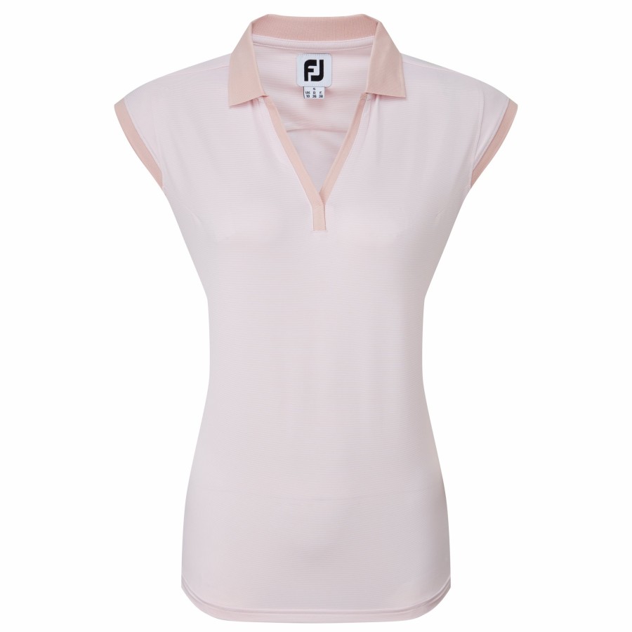 Damen FootJoy | Damenjersey Mit Bruststreifen Pink / Weis