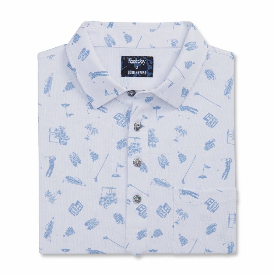 Herren FootJoy | Todd Snyder Golf Print Polo Weis / Blau