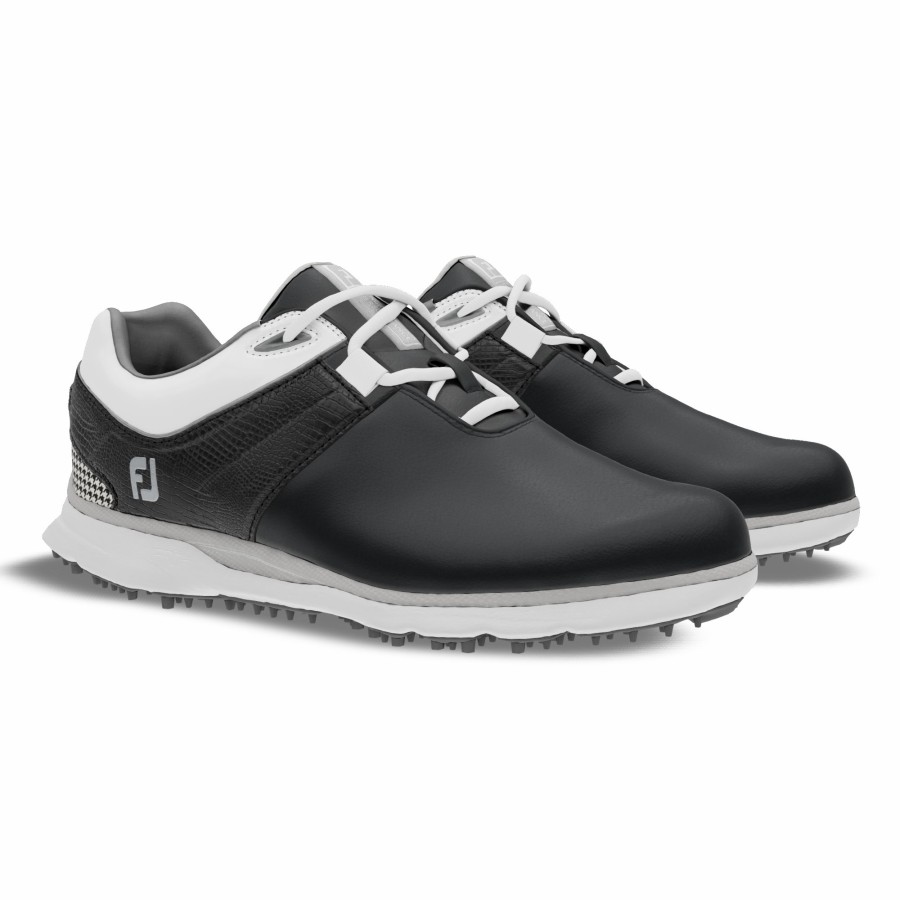 Herren FootJoy Schuhe Ohne Spikes | Myjoys Pro|Sl Black / Black Lizard Print / White Patent / Houndstooth Print