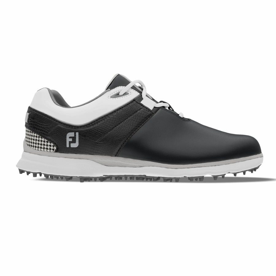 Herren FootJoy Schuhe Ohne Spikes | Myjoys Pro|Sl Black / Black Lizard Print / White Patent / Houndstooth Print