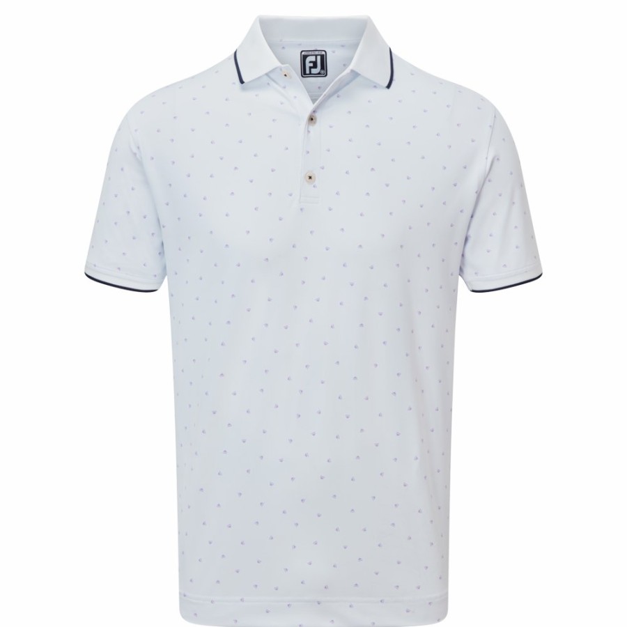 Herren FootJoy | Pikee Mit Play-Button-Print Weis / Lavendel