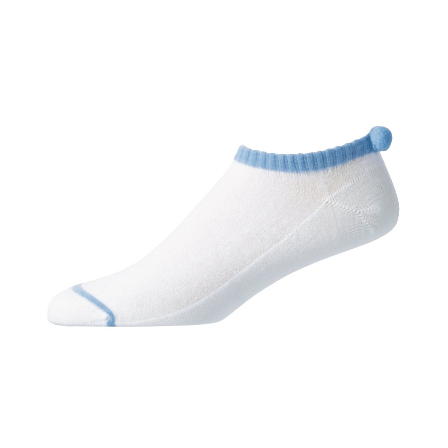 Damen FootJoy Socken | Prodry Lightweight Pom Pom Damen Weiss / Hellblau