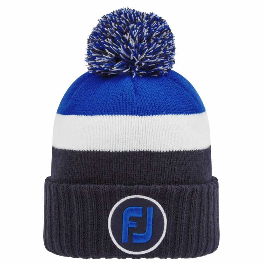 Herren FootJoy Kopfbedeckungen | Fj Bommelmutze Navy / Weis / Blau