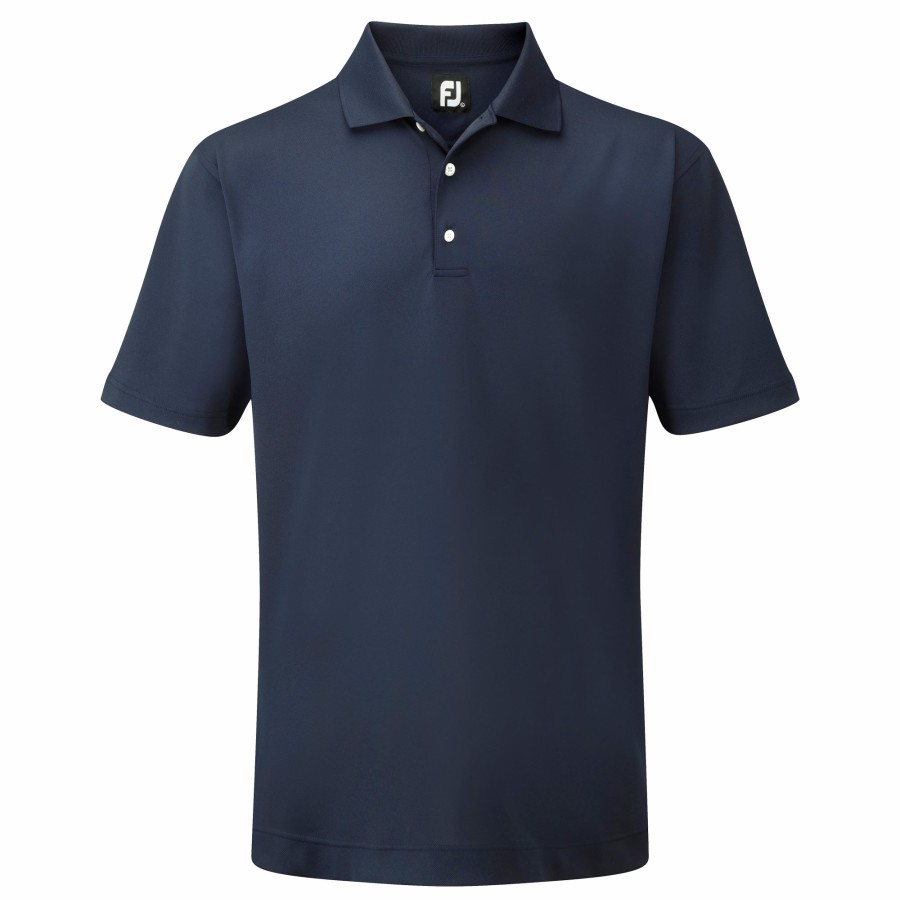 Herren FootJoy | Stretch Pique Solid Knit Collar Marine