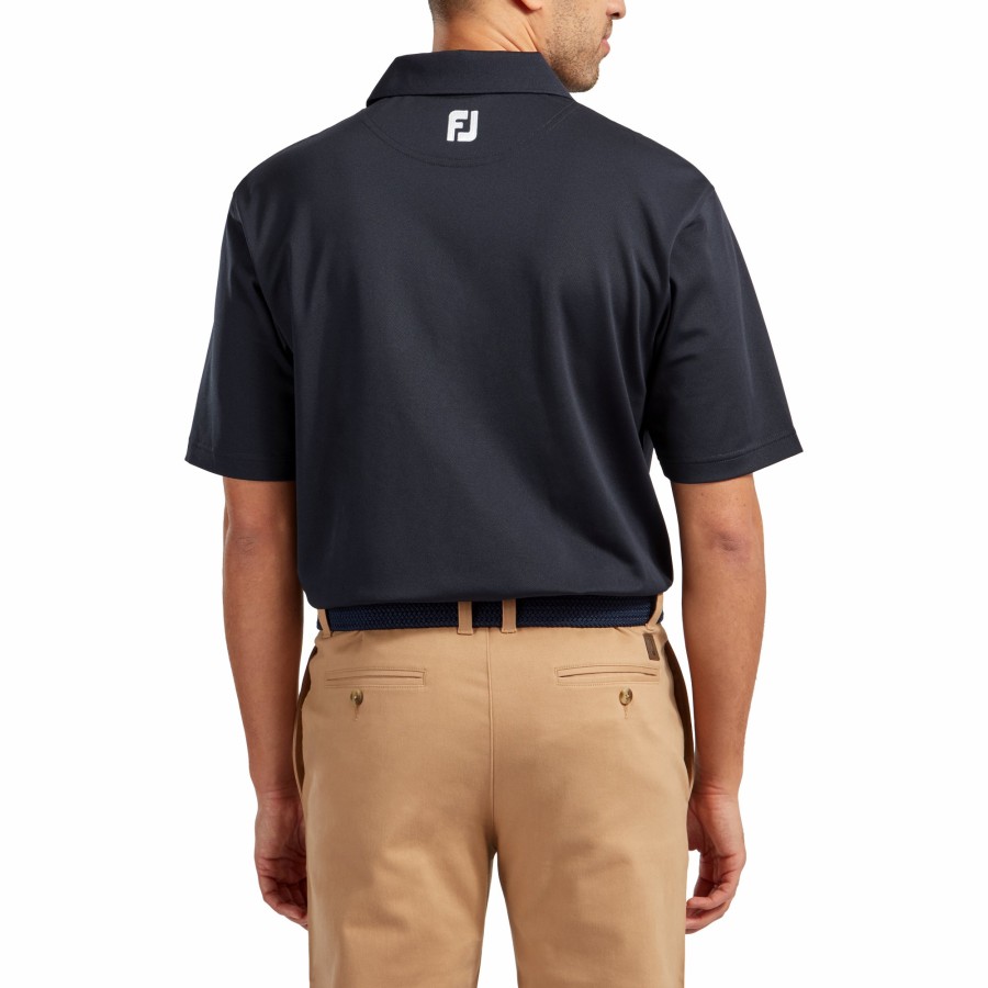 Herren FootJoy | Stretch Pique Solid Knit Collar Marine