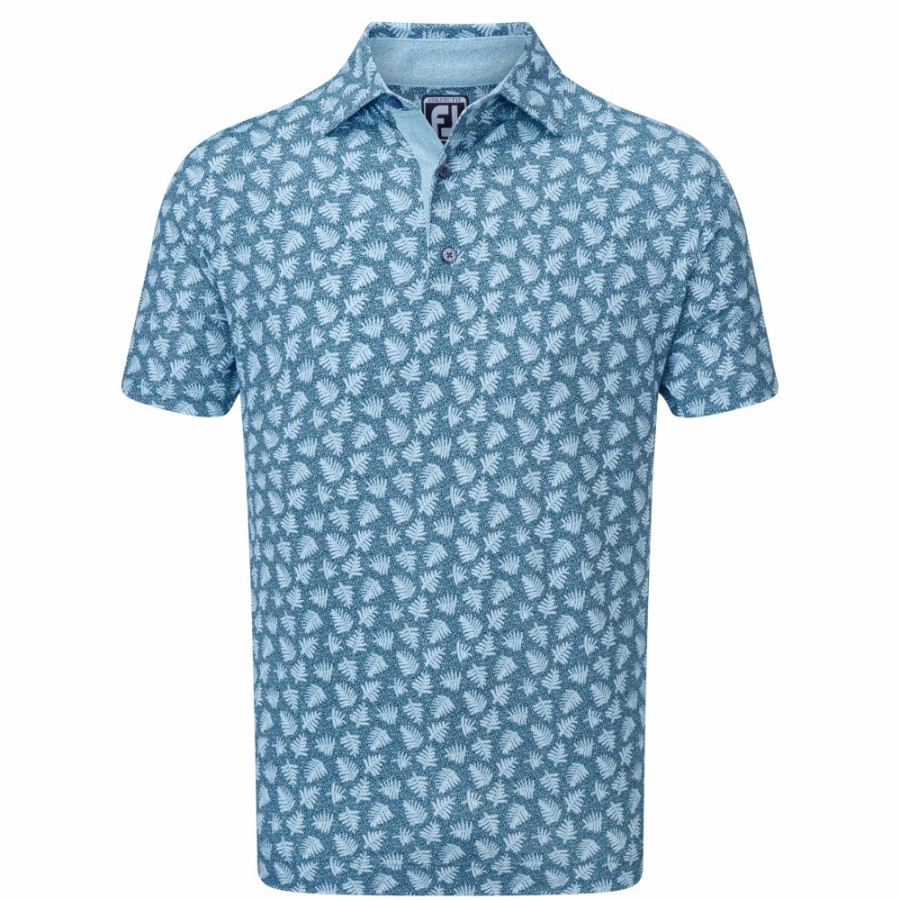 Herren FootJoy | Pikee Mit Palmenprint Blau / Graublau