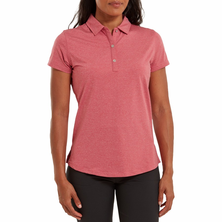 Damen FootJoy Shirts | Heather Self Collar Lisle Rot