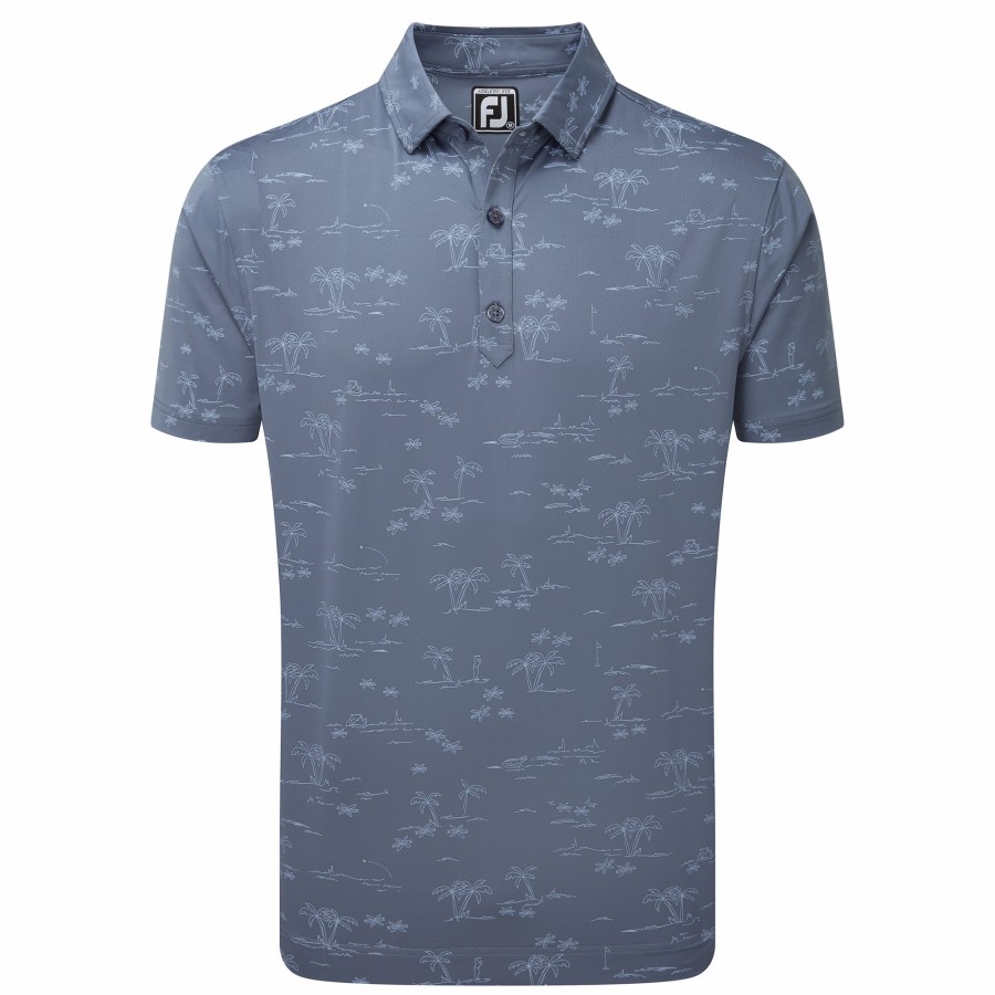 Herren FootJoy | Tropic-Golf-Jersey Blaustein / Denim