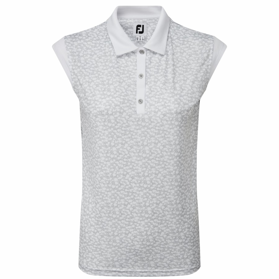 Damen FootJoy | Shirt Mit Interlock-Print Und Mini-Cap-Armeln Weis