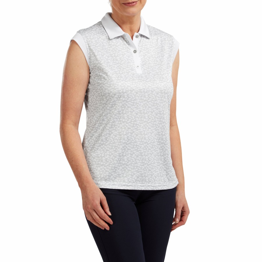 Damen FootJoy | Shirt Mit Interlock-Print Und Mini-Cap-Armeln Weis