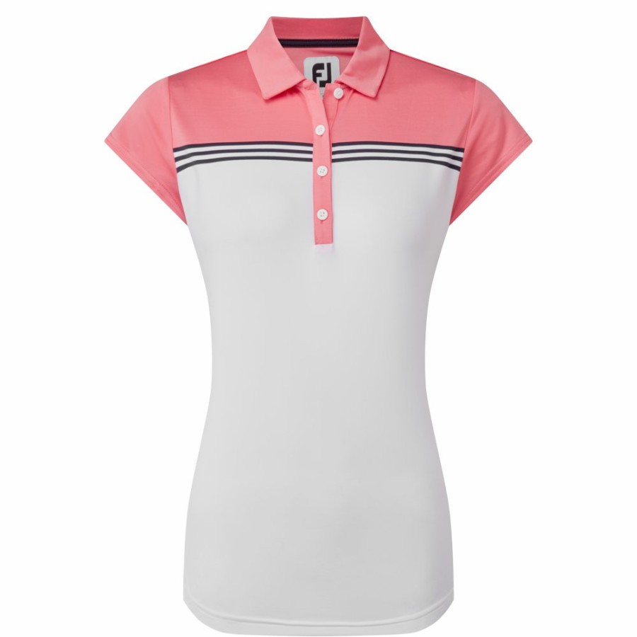 Damen FootJoy | Colourblock-Jersey Weis / Koralle Hell