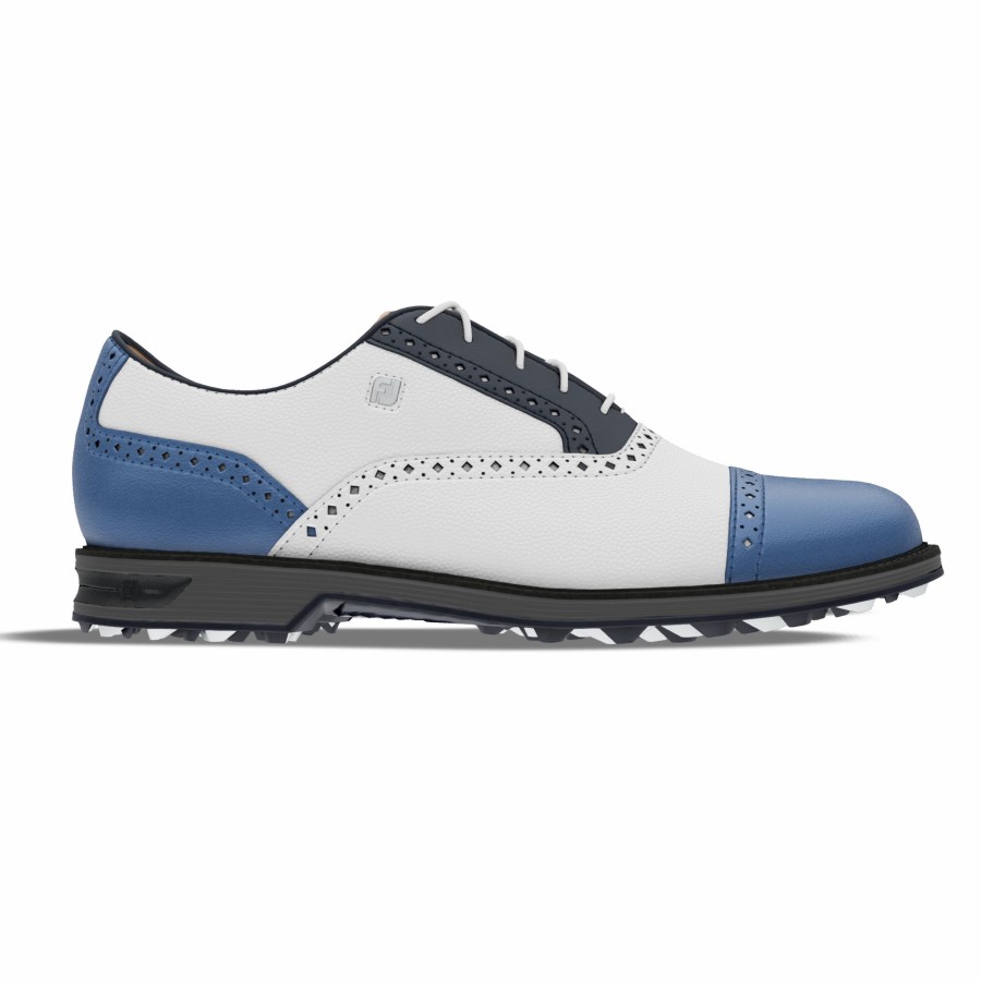 Herren FootJoy Schuhe Ohne Spikes | Myjoys Premiere Series Tarlow Spikeless White / Navy / Blue