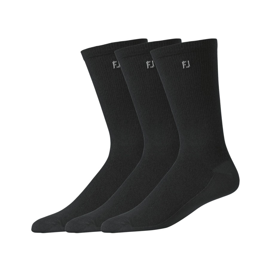 Herren FootJoy Socken | Prodry Lightweight Crew 3 Pairs Pack Schwarz