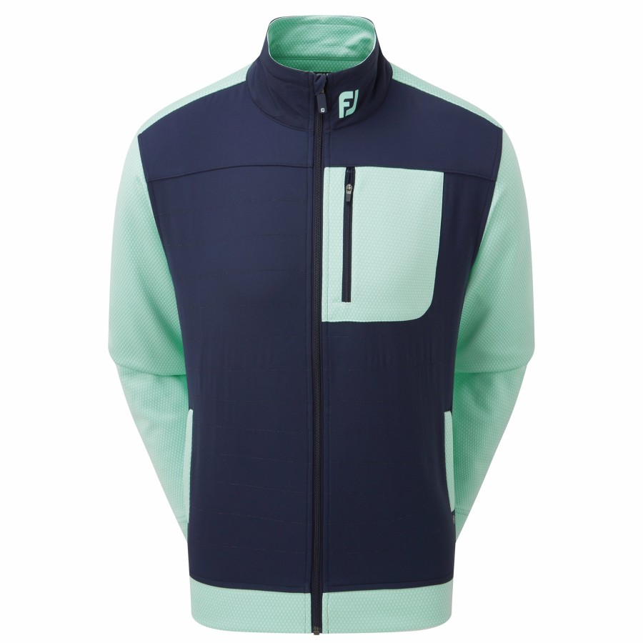 Herren FootJoy Uberbekleidung | Thermoseries Hybrid-Jacke Marine / Meerglas