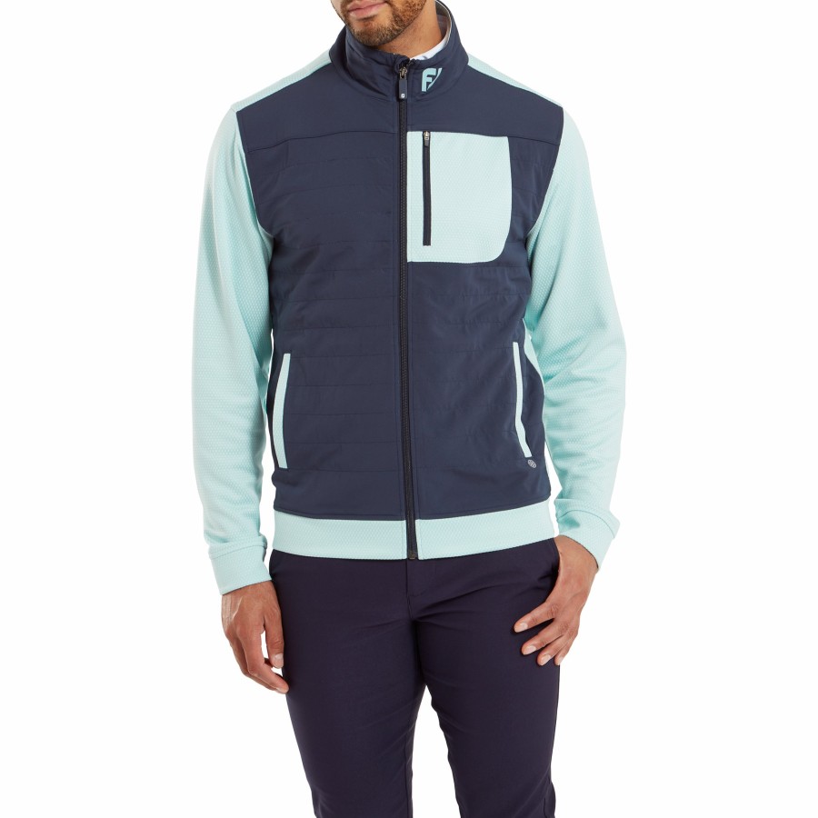 Herren FootJoy Uberbekleidung | Thermoseries Hybrid-Jacke Marine / Meerglas