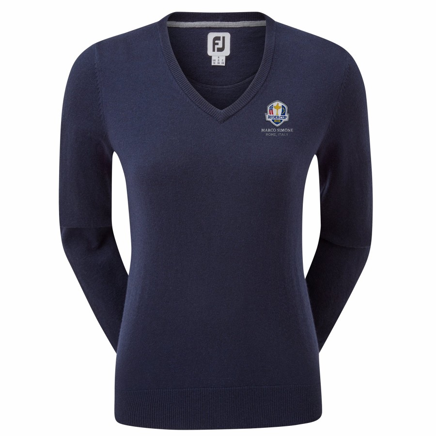 Damen FootJoy Base/Midlayer | Ryder Cup Women'S Wool Blend Pullover Marine