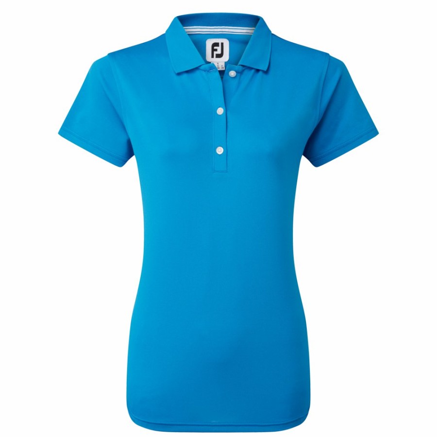 Damen FootJoy Shirts | Stretch-Pikee, Einfarbig Kobaltblau