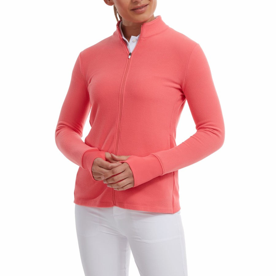 Damen FootJoy | Dunne Fleece-Jacke Mit Reisverschluss Koralle, Hell