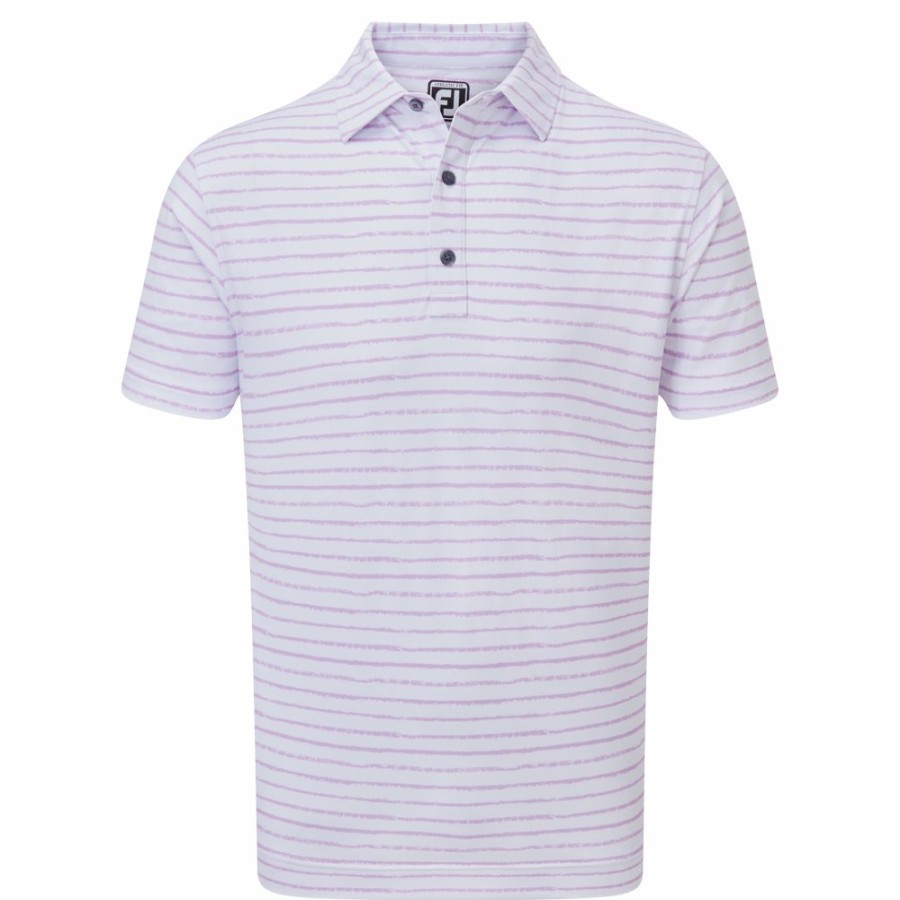 Herren FootJoy | Pikee Mit Kreidelinienmuster Weis / Lavendel