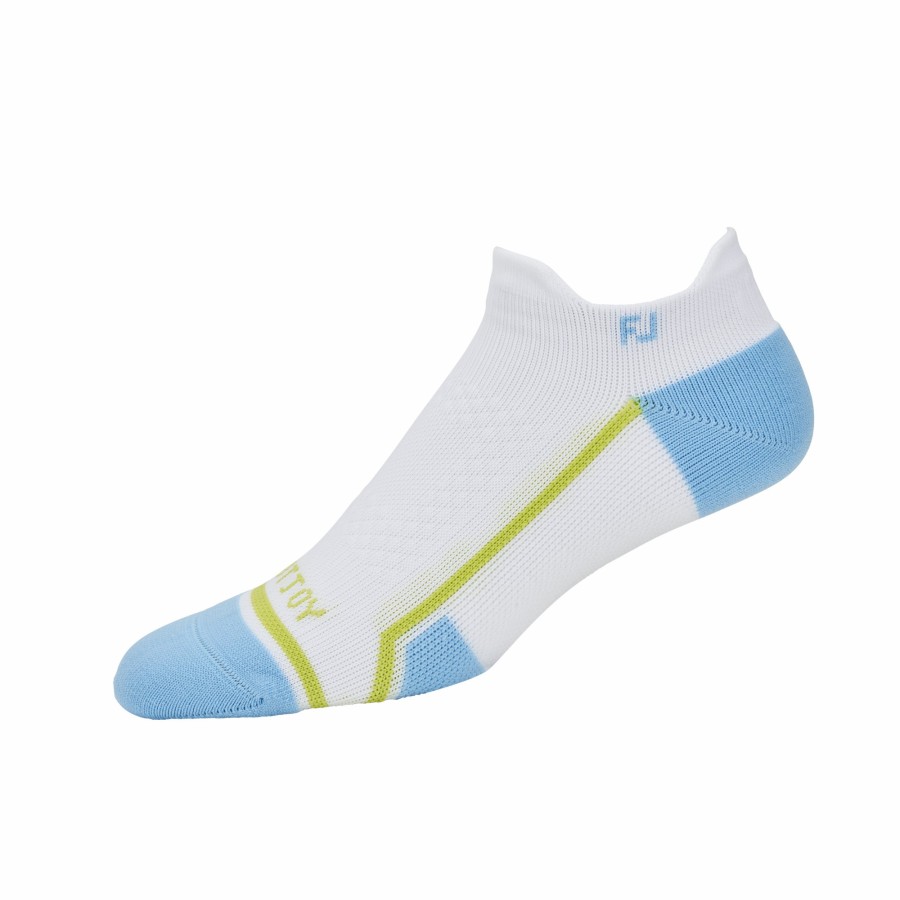 Damen FootJoy Socken | Tech D.R.Y. Roll Tab Women White / Light Blue / Lime