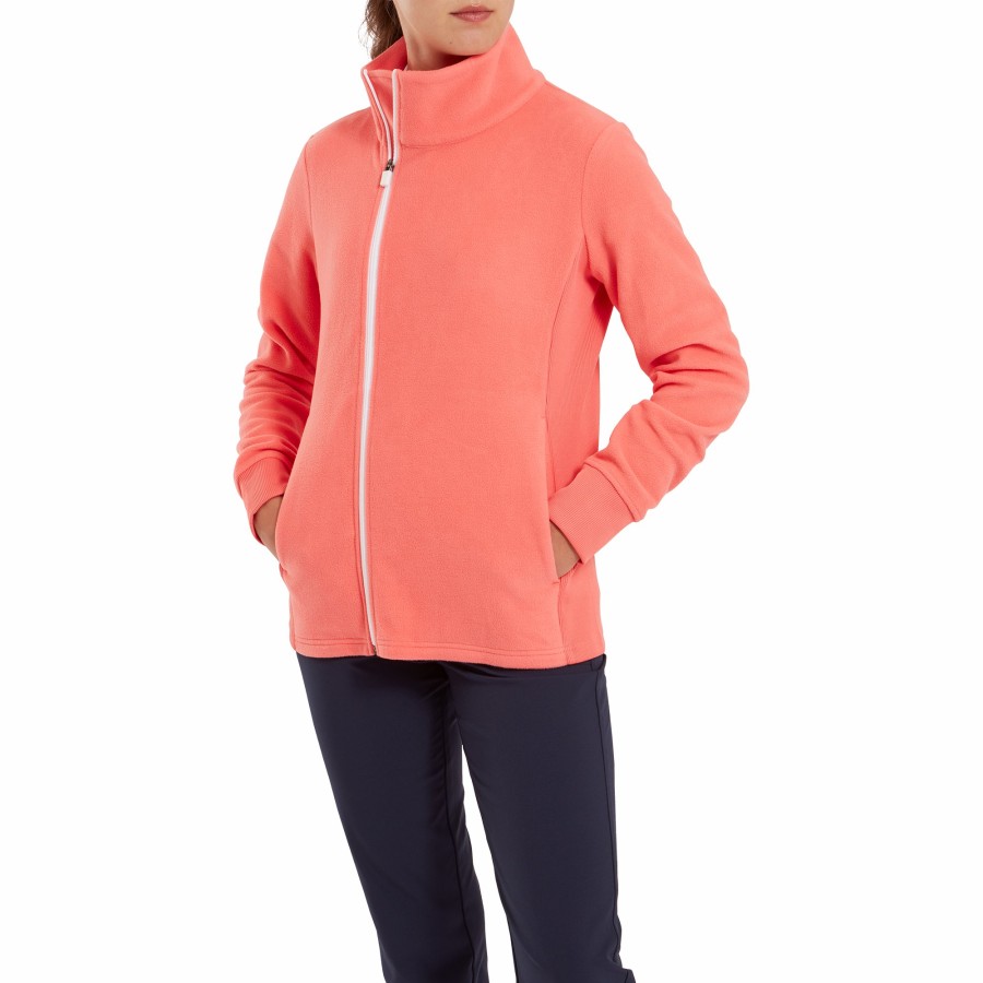 Damen FootJoy Base/Midlayer | Full-Zip Fleece Pulli Damen Pfirsich