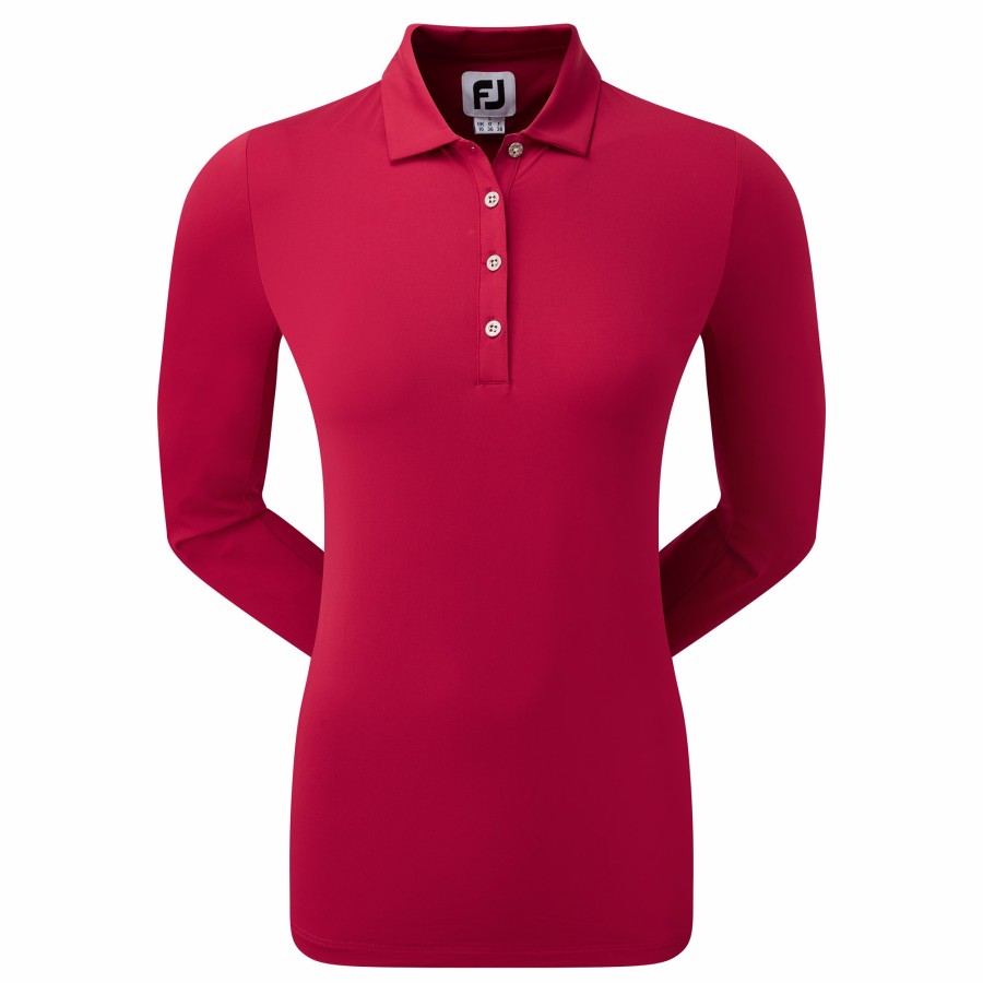 Damen FootJoy Shirts | Langarmel Sonnenschutz Jersey Rot