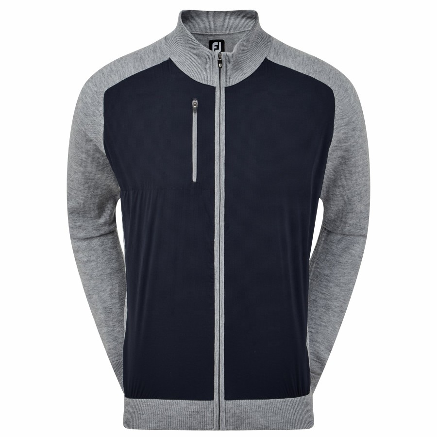 Herren FootJoy | Strickjacke Aus Funktionsmaterial Mit Wolle Marine / Grau