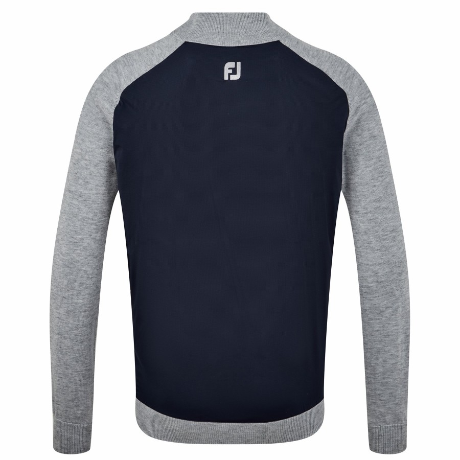 Herren FootJoy | Strickjacke Aus Funktionsmaterial Mit Wolle Marine / Grau