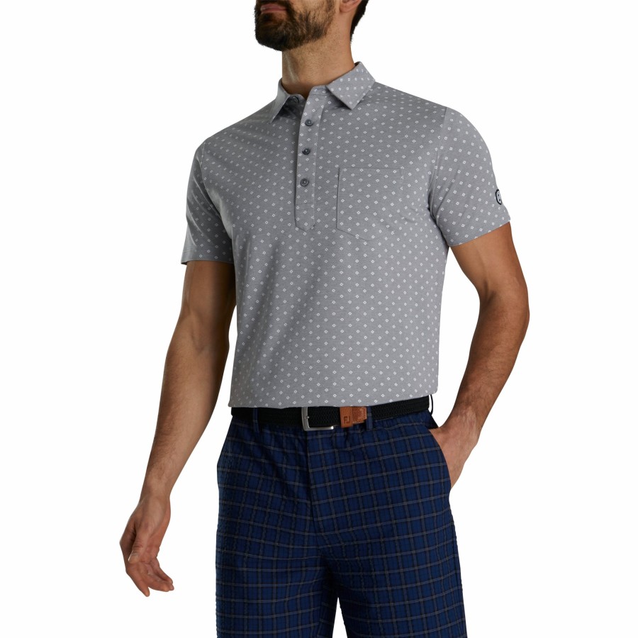 Herren FootJoy | Todd Snyder Diamond Deco Print Polo Heather Grau