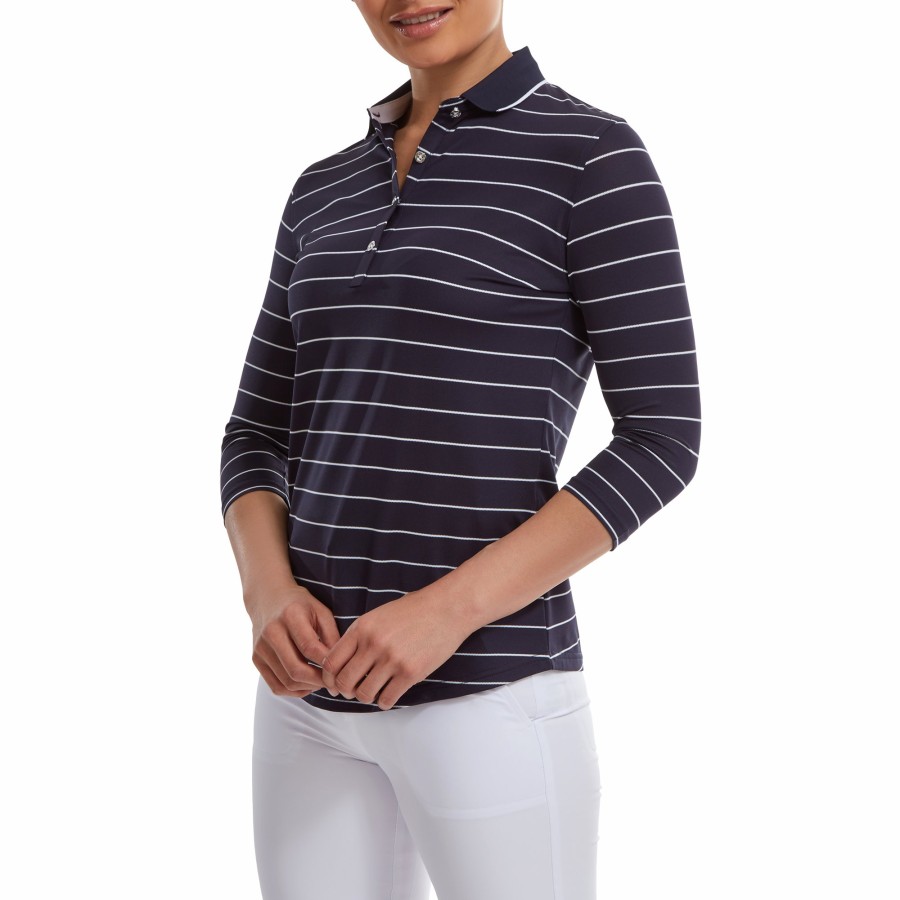 Damen FootJoy | 3/4-Arm-Pikee Marine