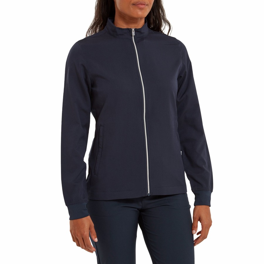 Damen FootJoy Uberbekleidung | Windjacke Weis / Navy Hahnentritt