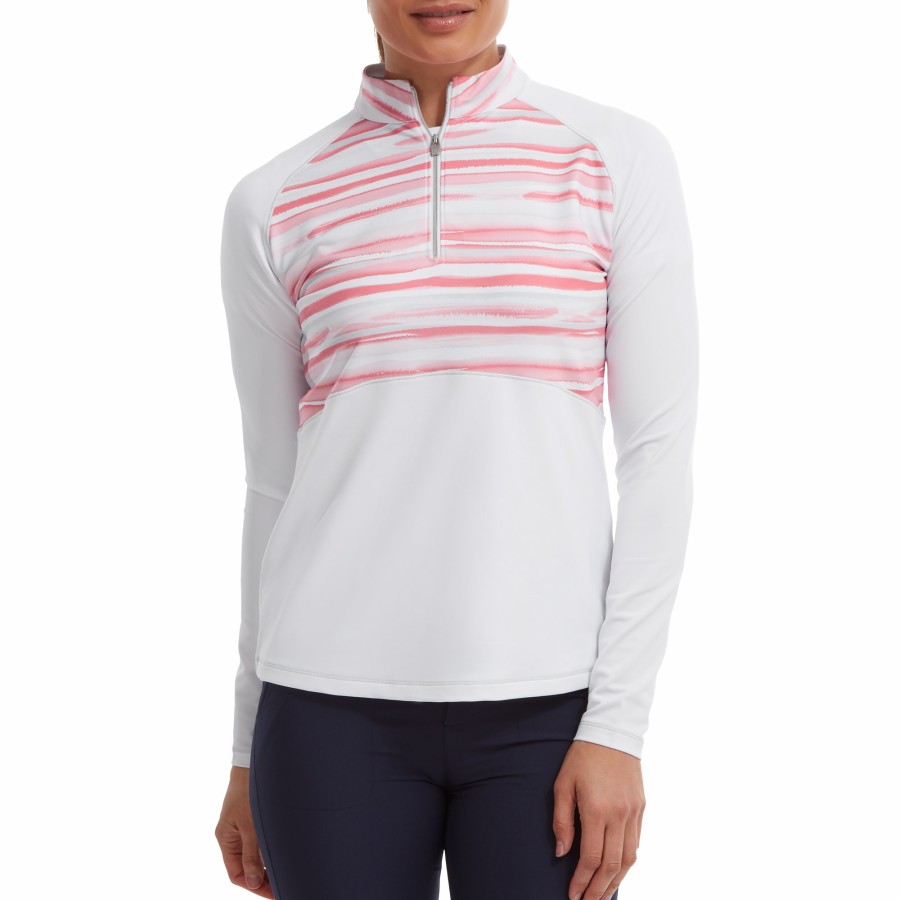 Damen FootJoy | Watercolour Midlayer Mit 1/2 Reisverschluss Weis