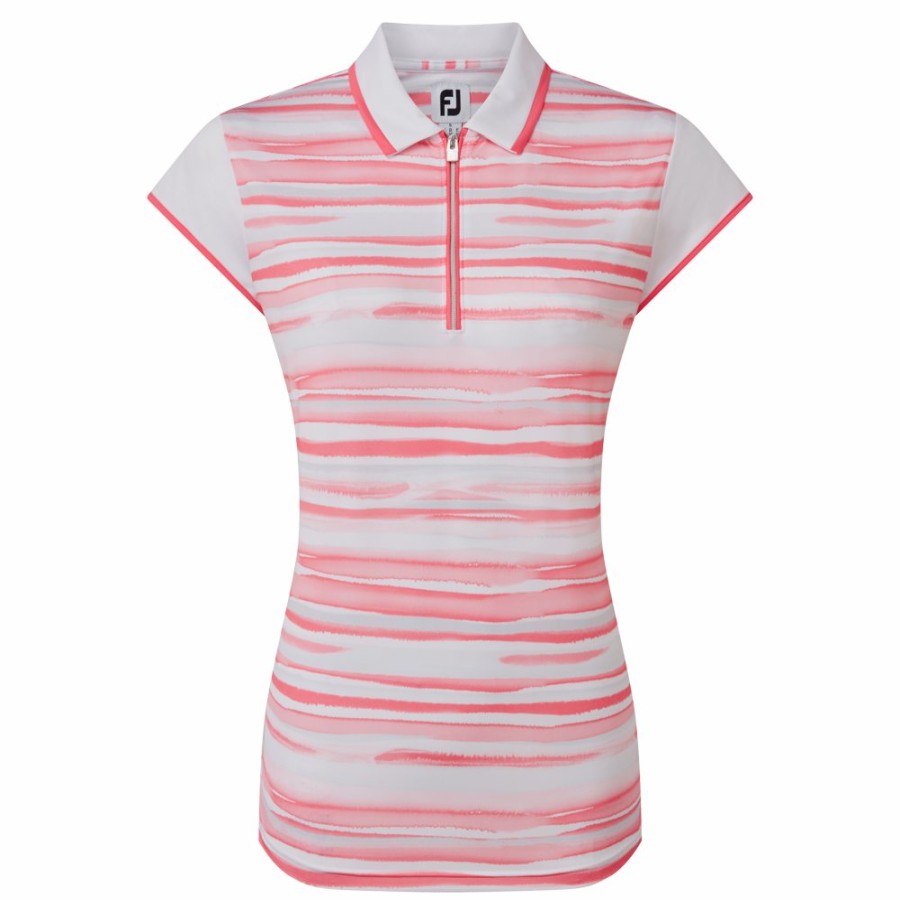 Damen FootJoy | Colourblock-Jersey Mit Cap-Armeln Koralle Hell