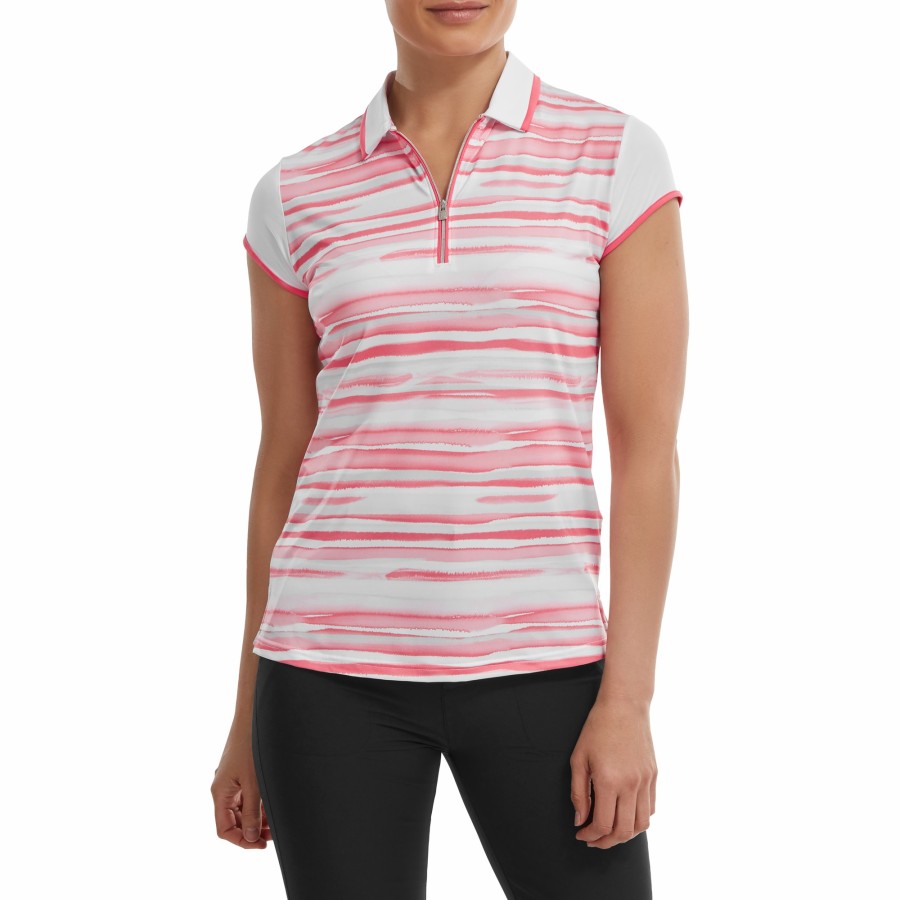 Damen FootJoy | Colourblock-Jersey Mit Cap-Armeln Koralle Hell